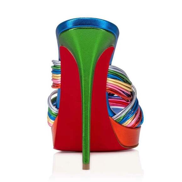 Christian Louboutin Multitaski Alta 120 Multicolor Backless Sandal Heel Pump 37 - Picture 10 of 12